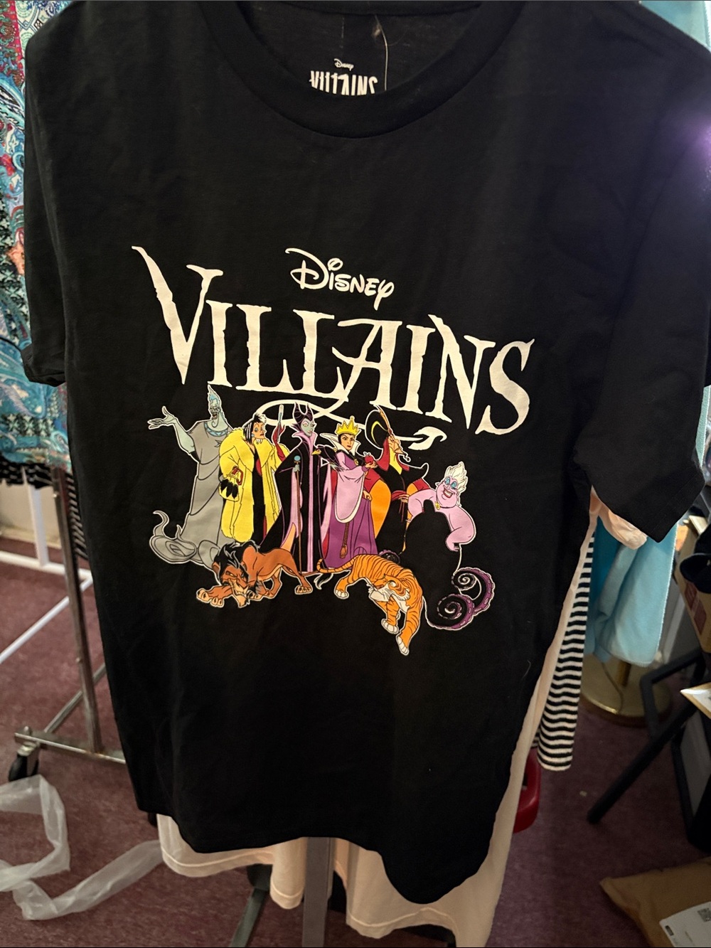Disney Black Villains Graphic Tee with Multicolor Character Art
